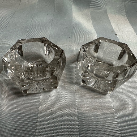 Set of 2 Vintage heavy lead crystal candle holders - Picture 6 of 7
